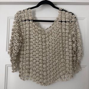 Gorgeous pearl adorned gold beige shimmer tunic